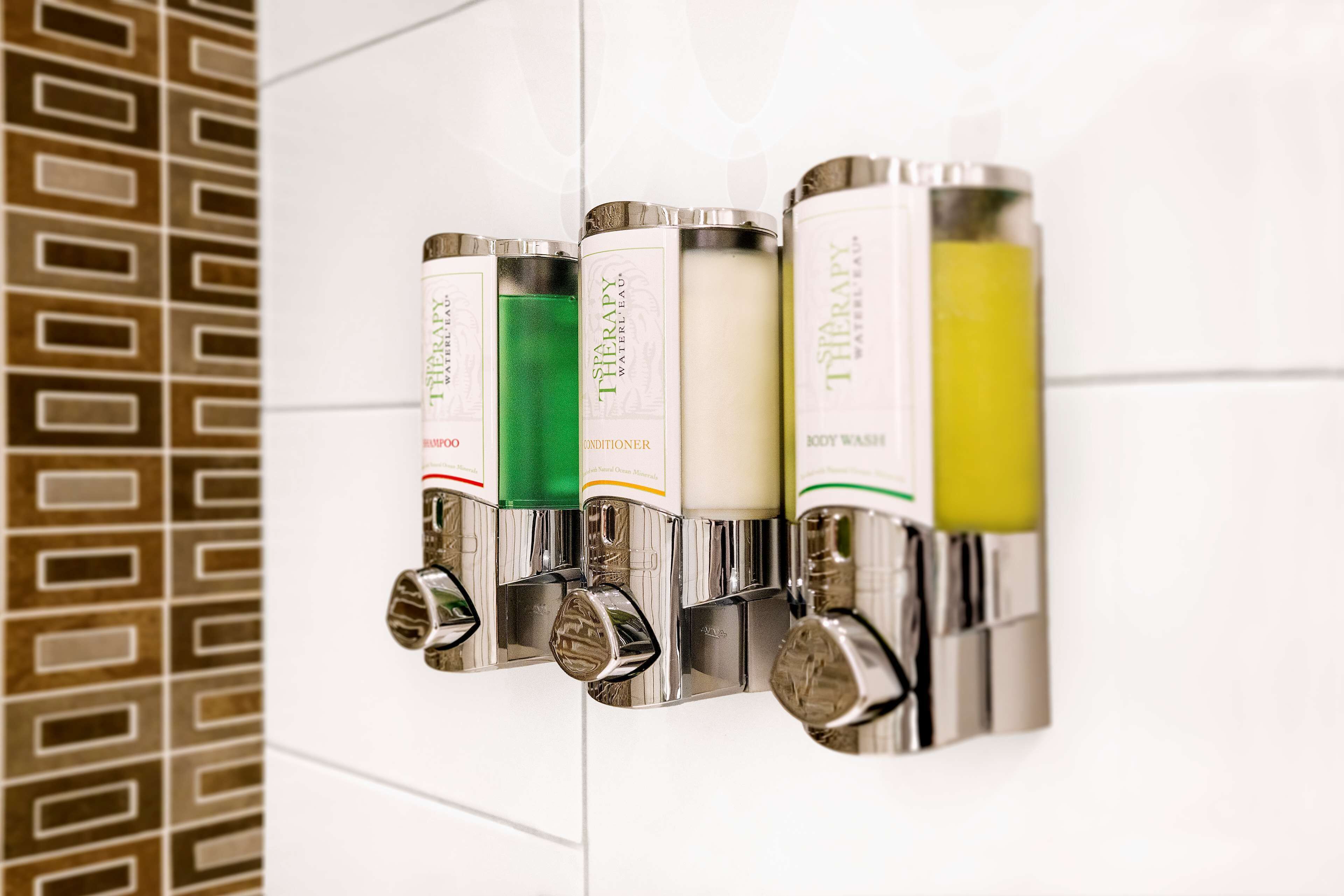 shower, rainfall showerhead, hair dryer, towels