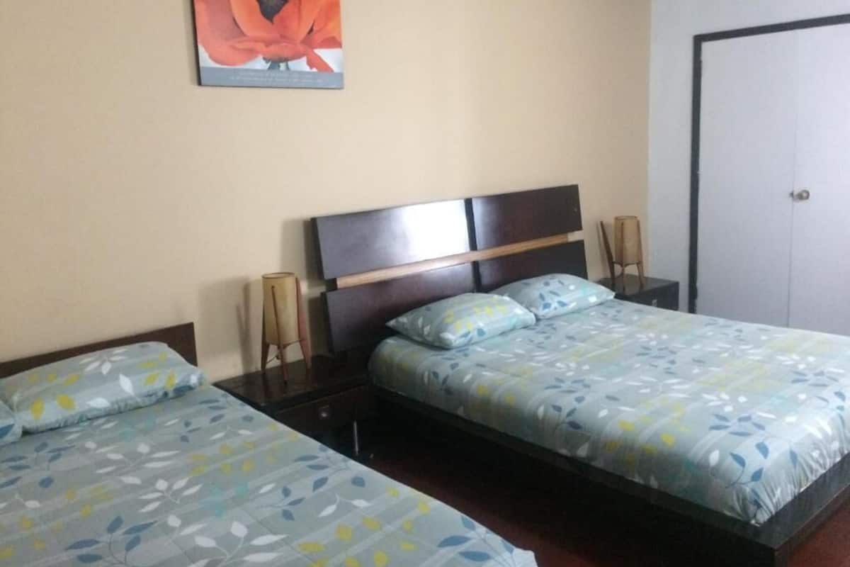 Double Room, 2 Double Beds, Non Smoking (Shared Bathroom) | Iron/ironing board, free WiFi, bed sheets