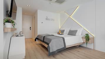 Quarto casal superior | Roupas de cama premium, camas Tempur-Pedic, frigobar, cofres nos quartos