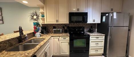 Fridge, microwave, oven, dishwasher