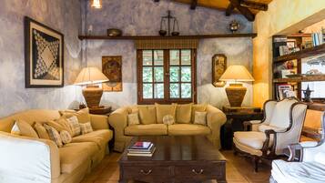 Smart TV, fireplace, DVD player, toys