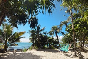 On the beach, sun loungers, beach towels - Beachfront without seaweed, infinity pool, rooftop jacuzzi, Chef included. (TULUM)