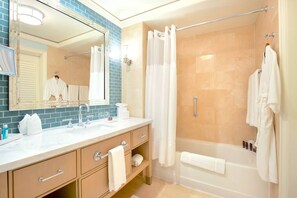 Bathtub, hair dryer, towels