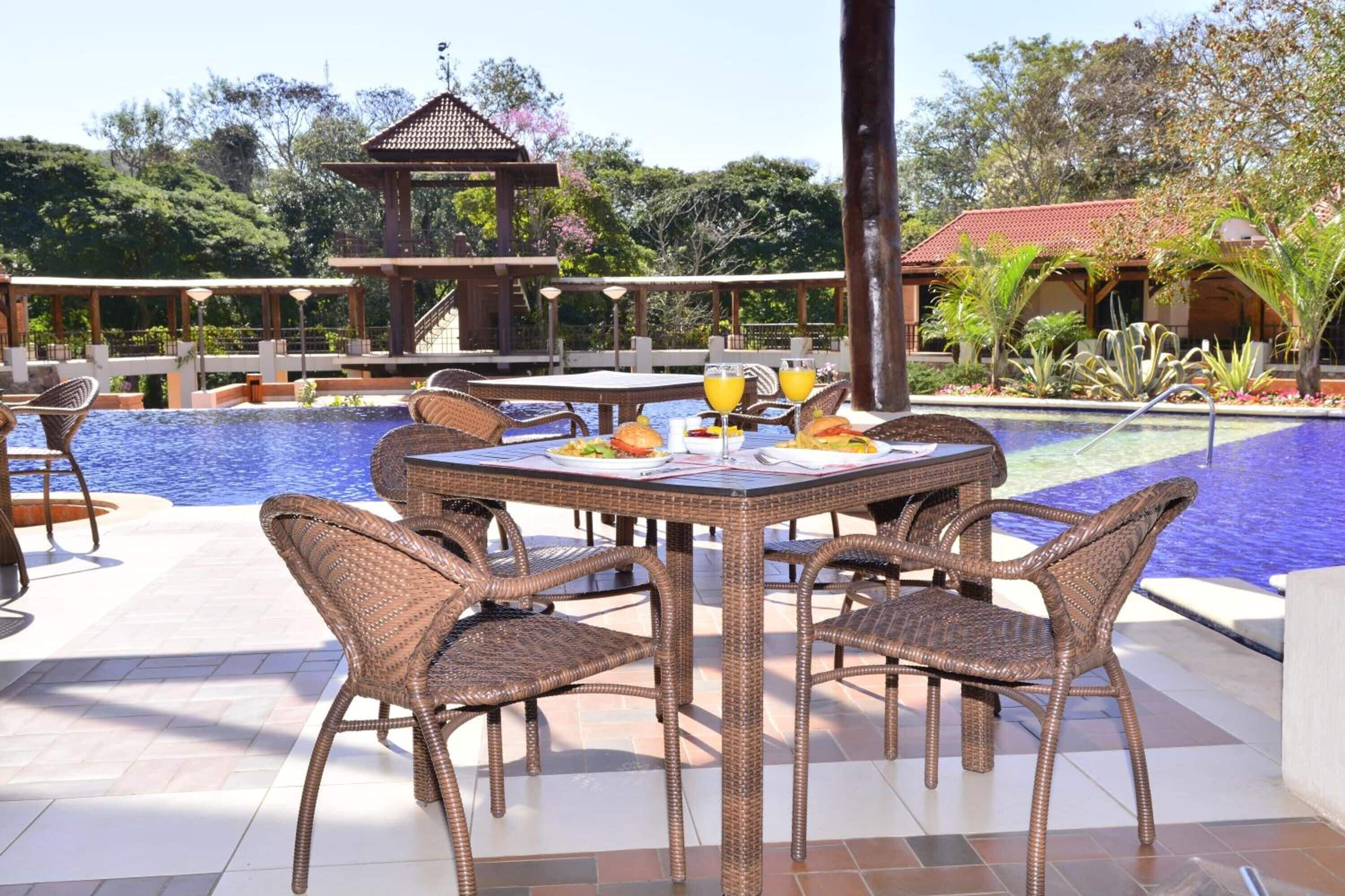 outdoor pool, pool loungers