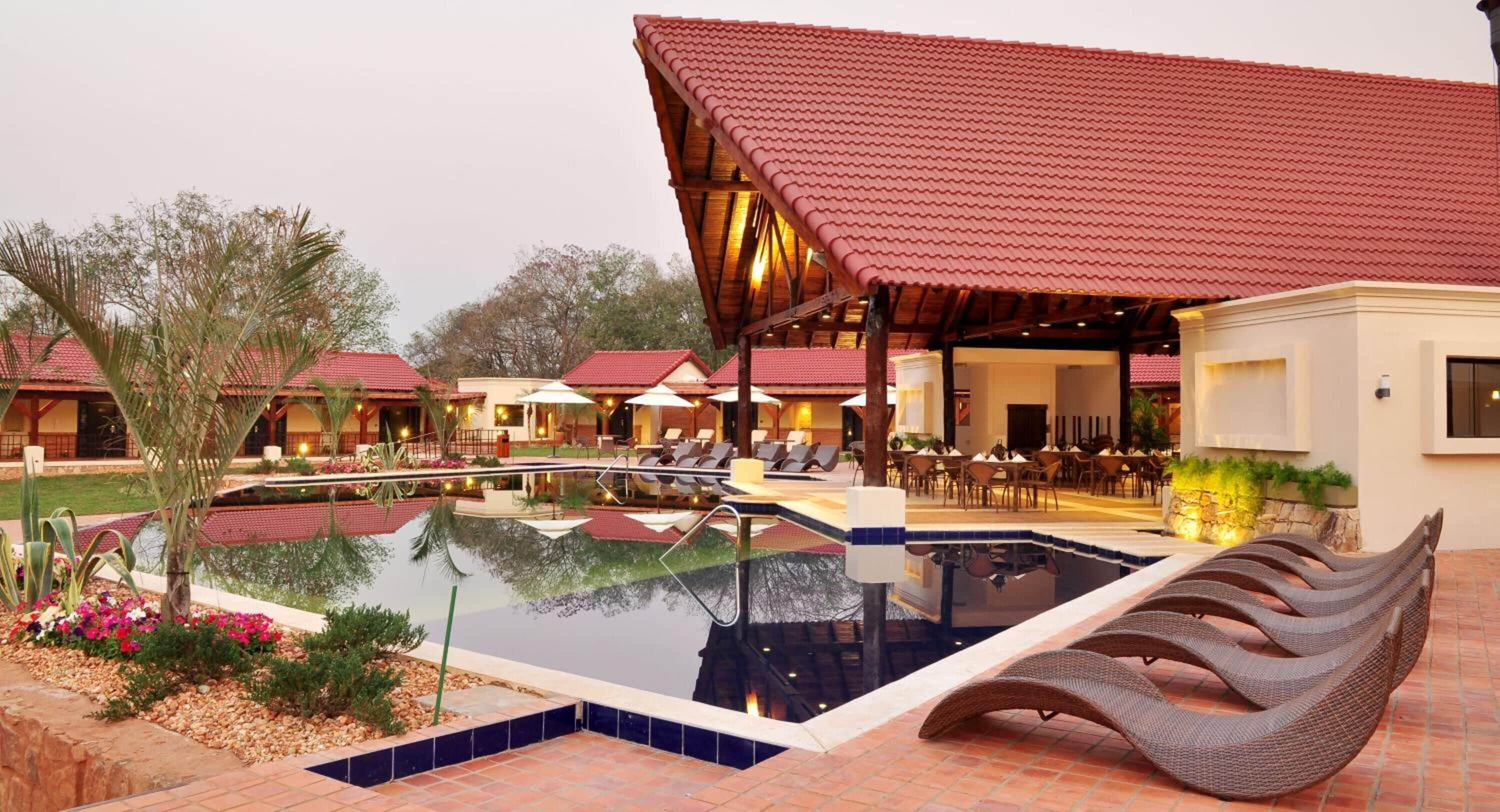 outdoor pool, pool loungers