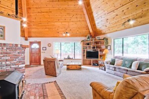 Tv, eldstad och dvd-spelare