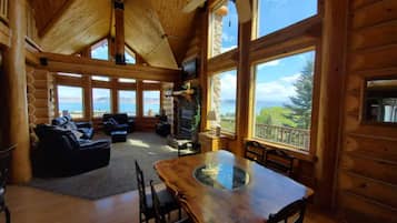 TV, fireplace, video games, DVD player