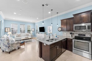 Oven, stovetop, dishwasher, coffee/tea maker