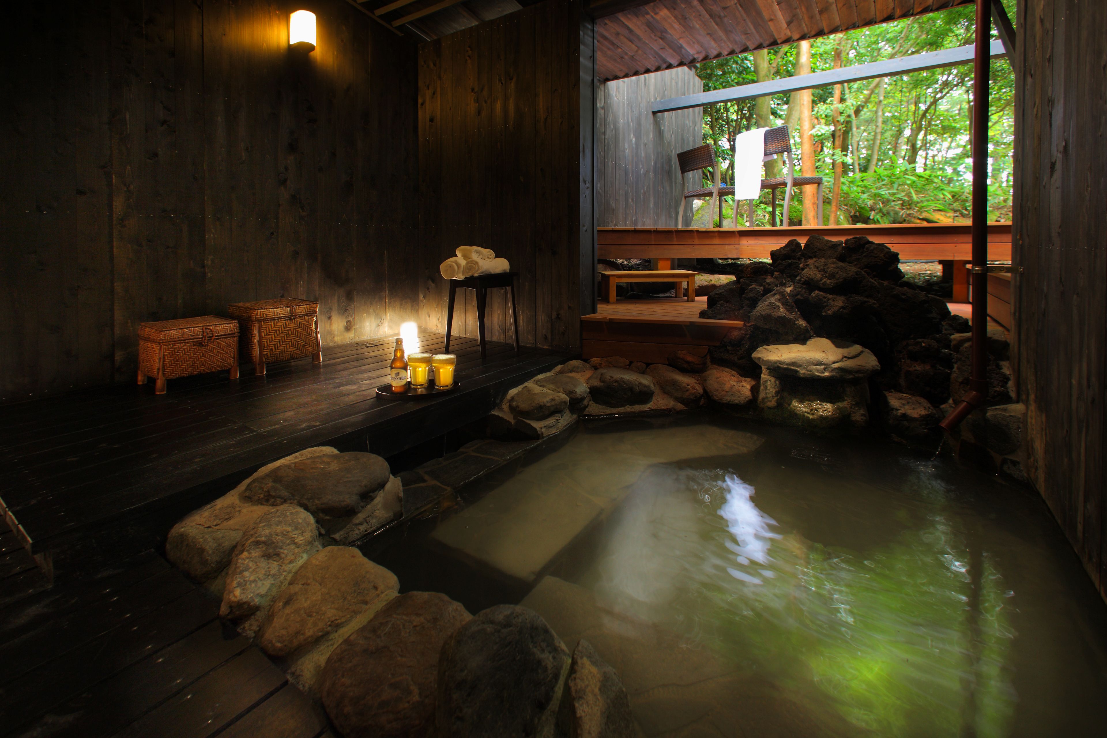 Room 107 with Private Open-air Bath | Bathroom | Separate tub and shower, spring water tub, free toiletries, hair dryer