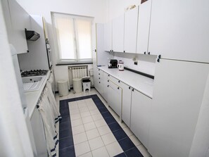 Fridge, oven, dishwasher, cookware/dishes/utensils