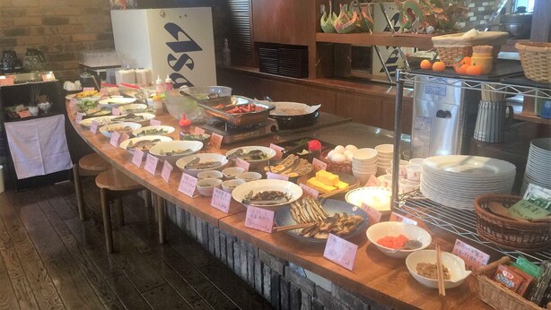 A buffet with various dishes and condiments. - Niigata Hotel Terminal Inn (Niigata)