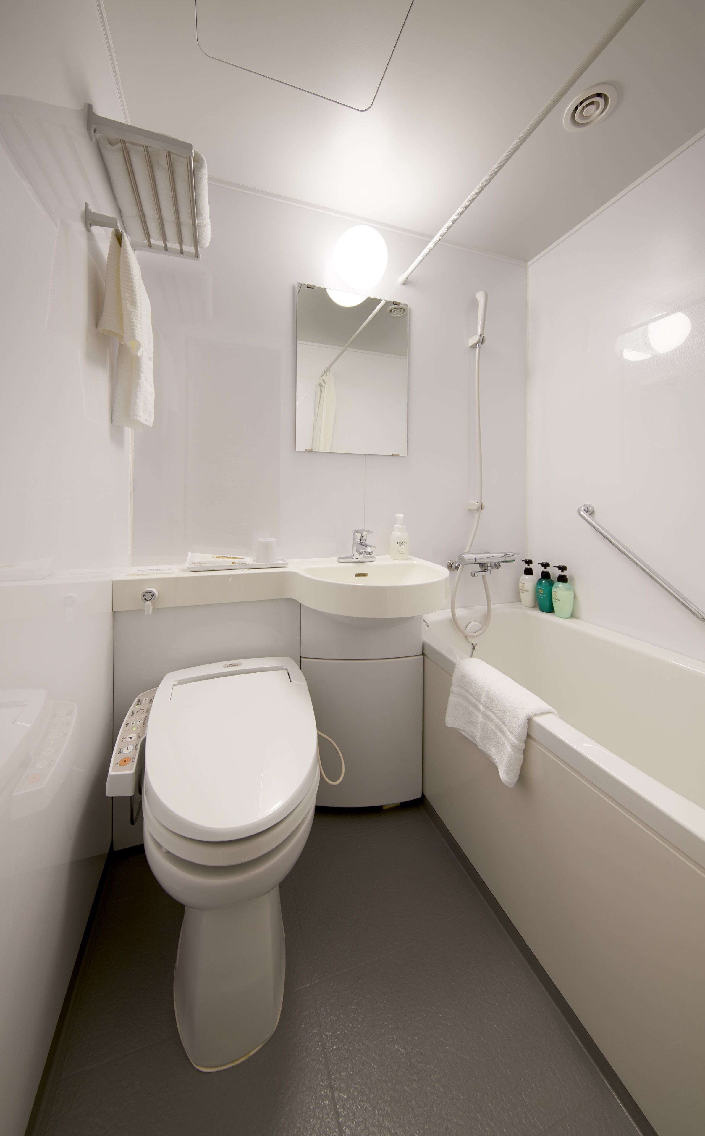 free toiletries, hair dryer, slippers, towels