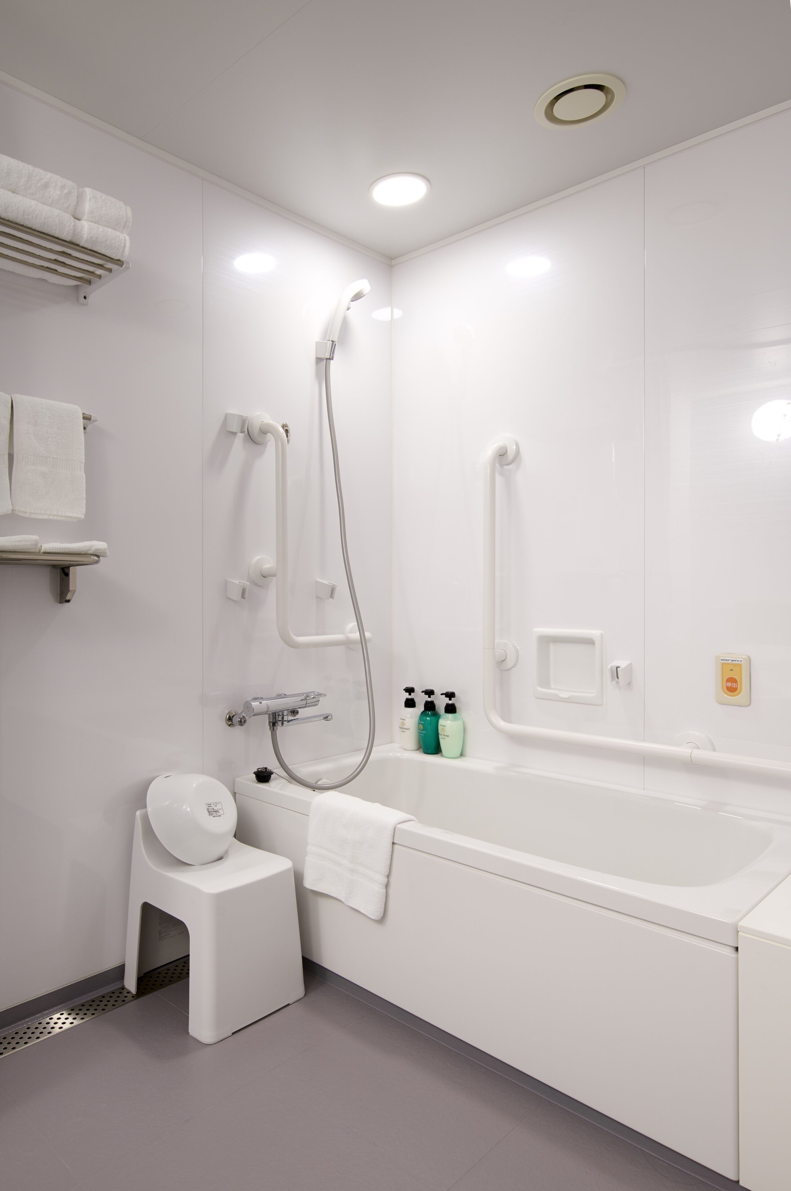 free toiletries, hair dryer, slippers, towels