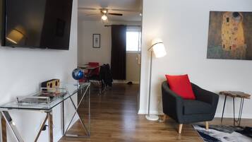 TV, video games, music library, stereo