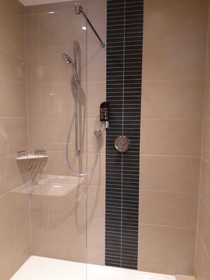 Dusche, kostenlose Toilettenartikel, Haartrockner, Handtücher
