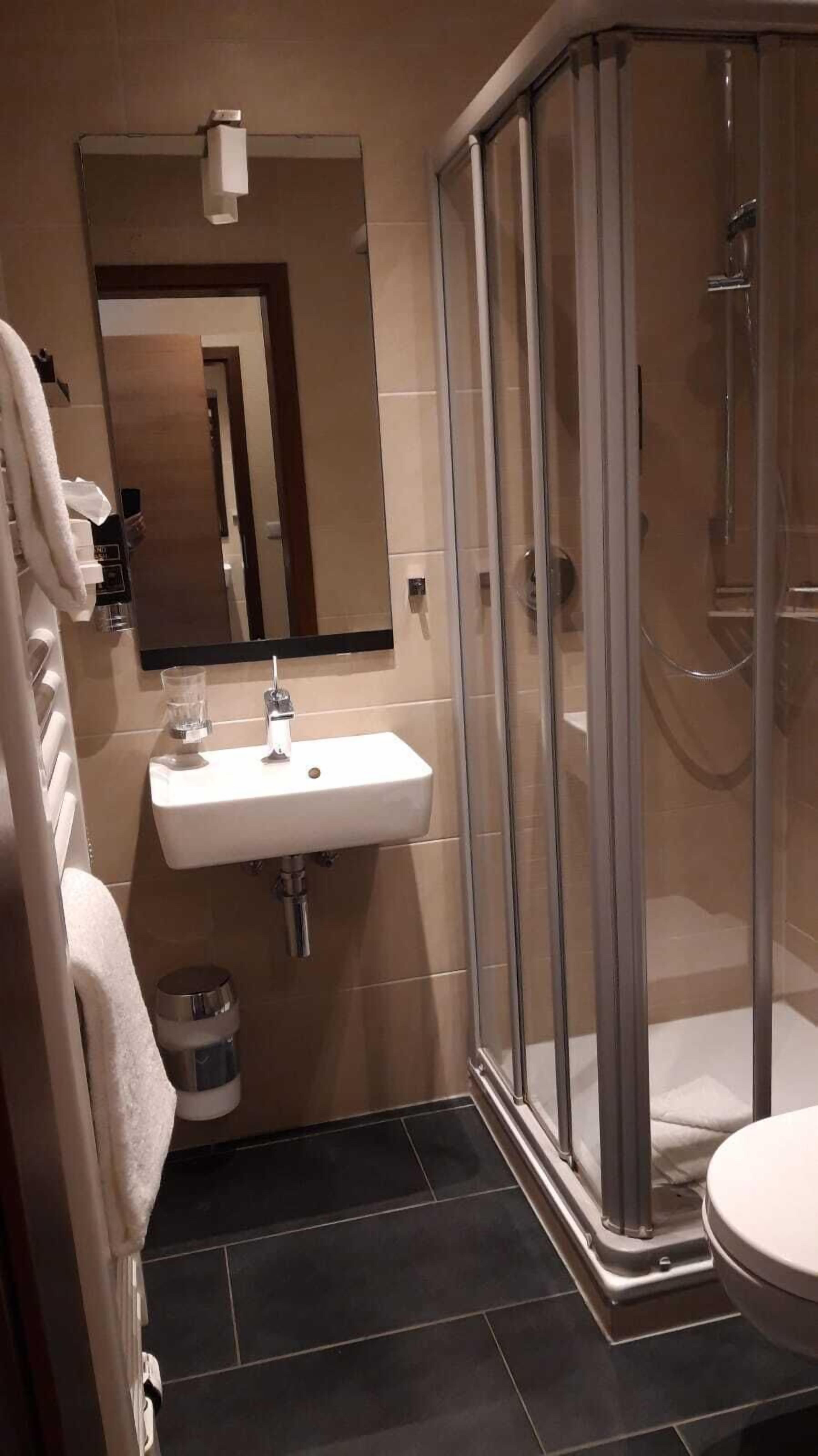 single room | bathroom | shower, free toiletries, hair dryer, towels