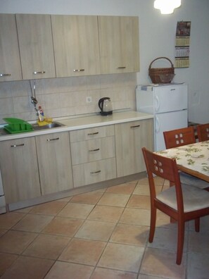 Fridge, oven, stovetop, electric kettle