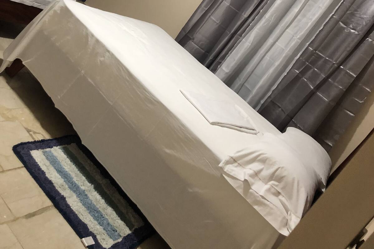 Desk, laptop workspace, blackout drapes, WiFi (free)