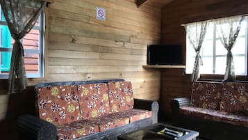 Family Cabin, 2 Bedrooms, Kitchen | Living area | 32-inch flat-screen TV with cable channels, TV