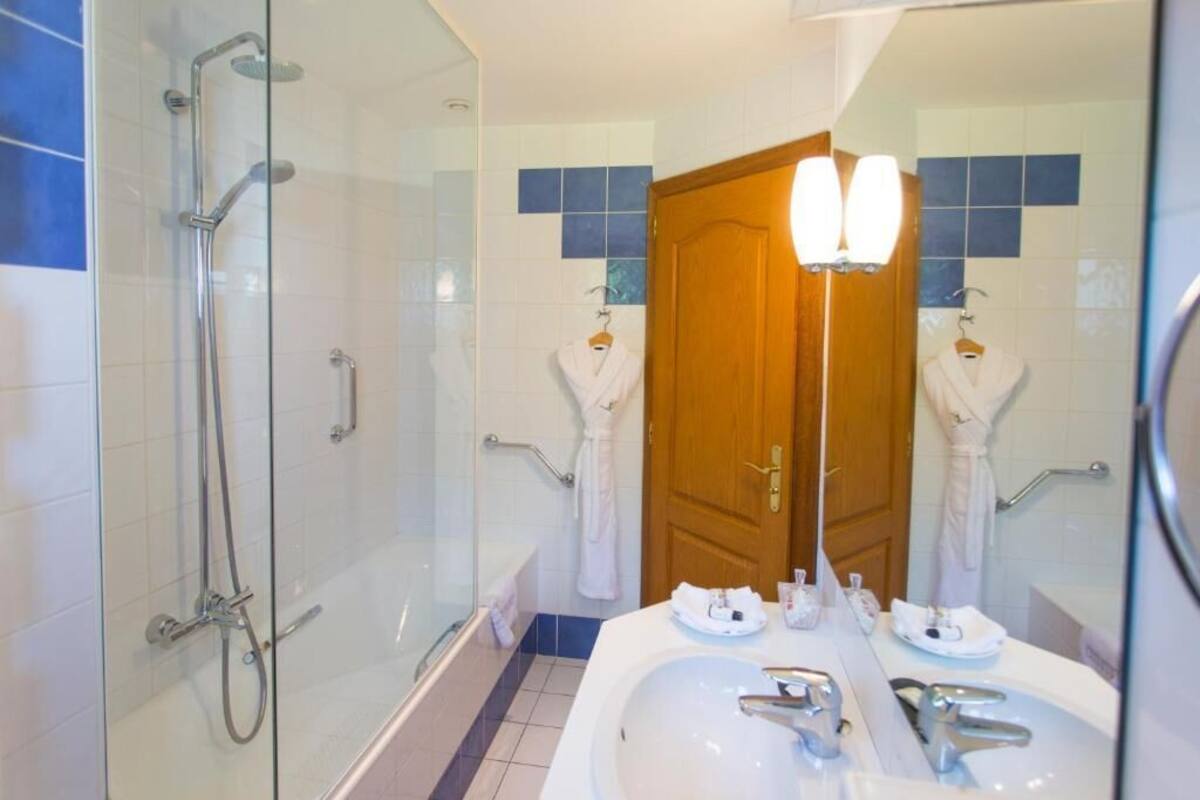 free toiletries, hair dryer, bathrobes, slippers