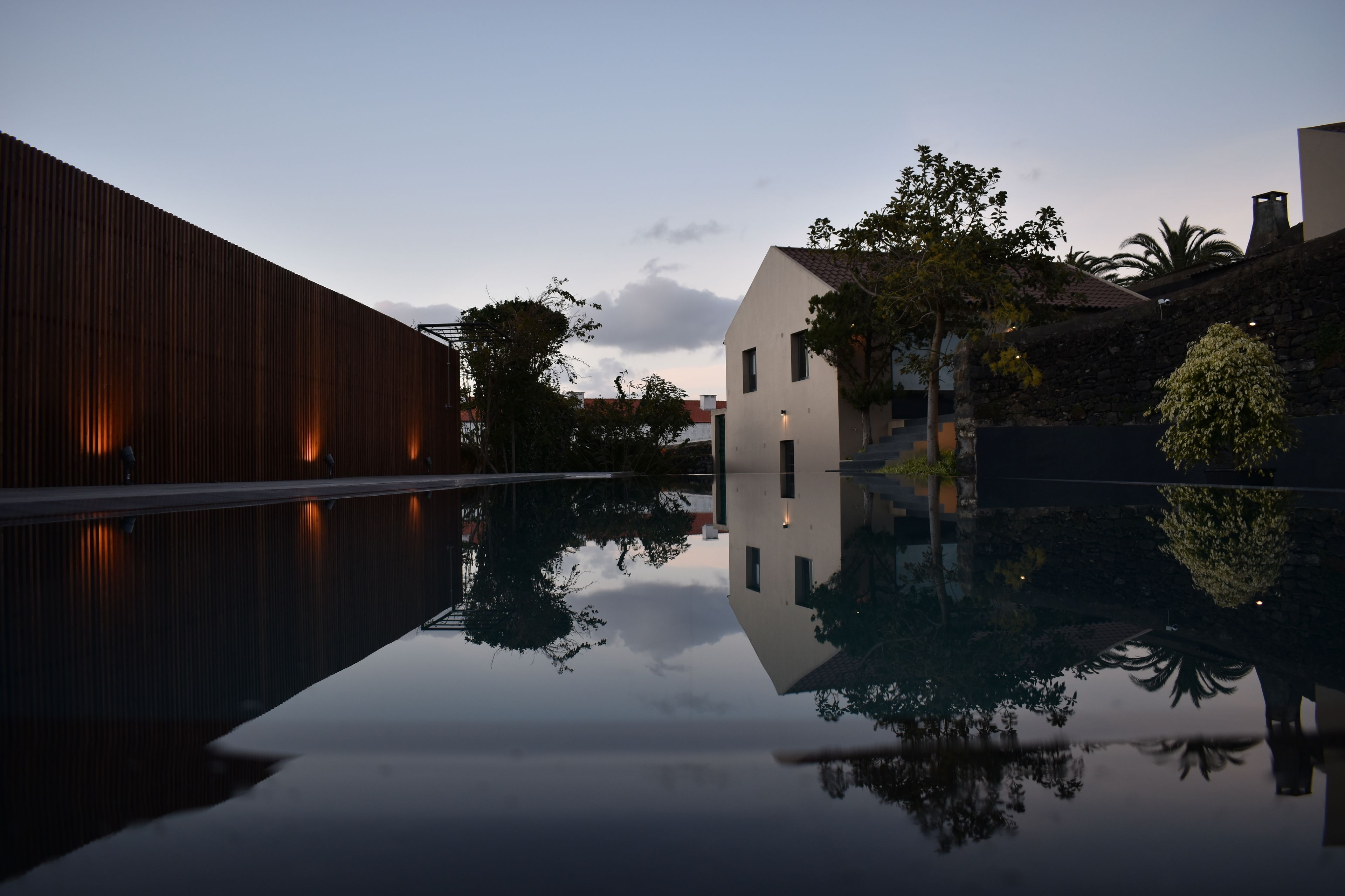 Outdoor pool, pool loungers