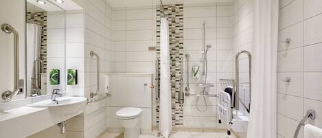 Standard Double Room, Roll-in Shower | Accessible bathroom