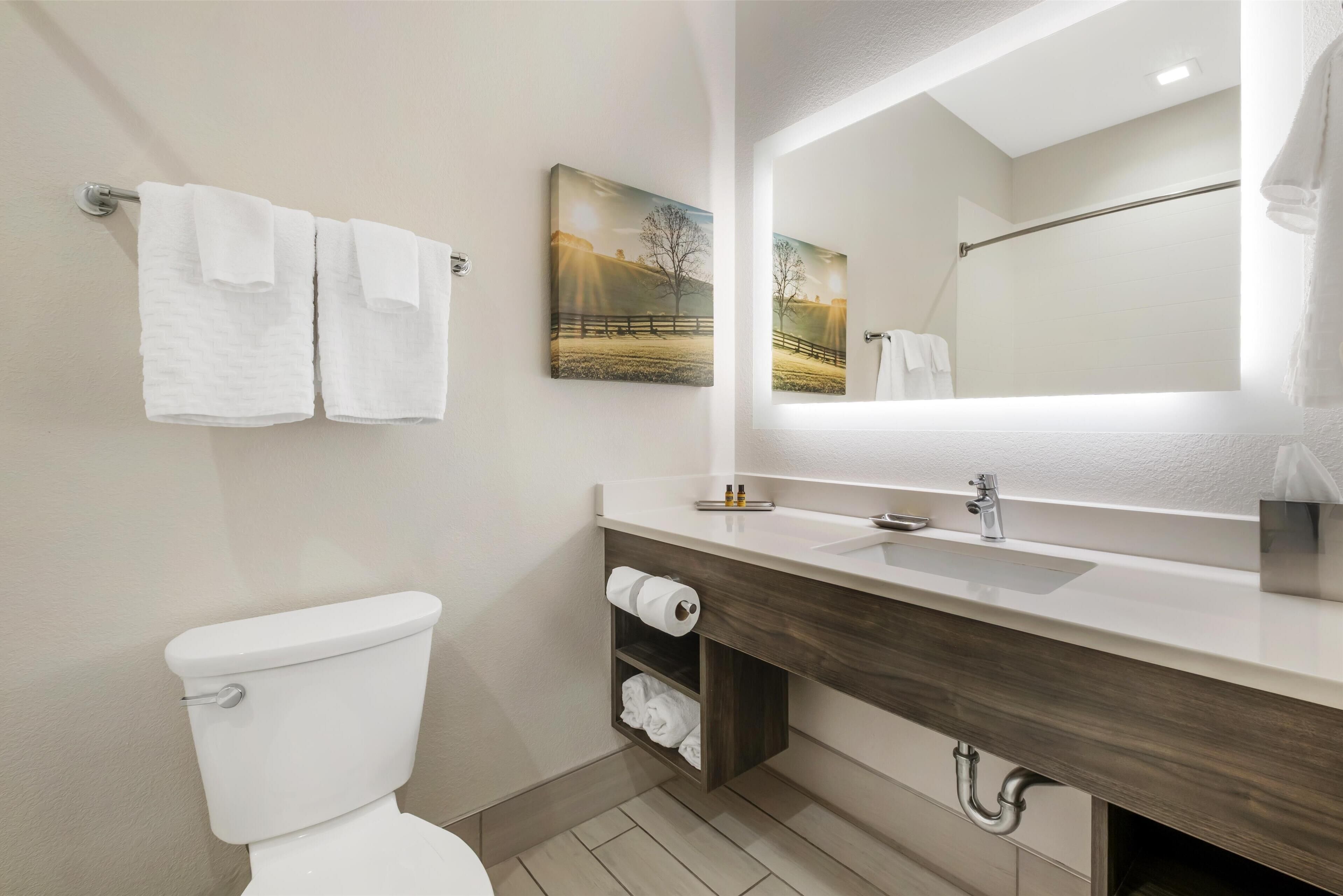 standard room, 2 queen beds, non smoking, refrigerator | bathroom | free toiletries, hair dryer, towels