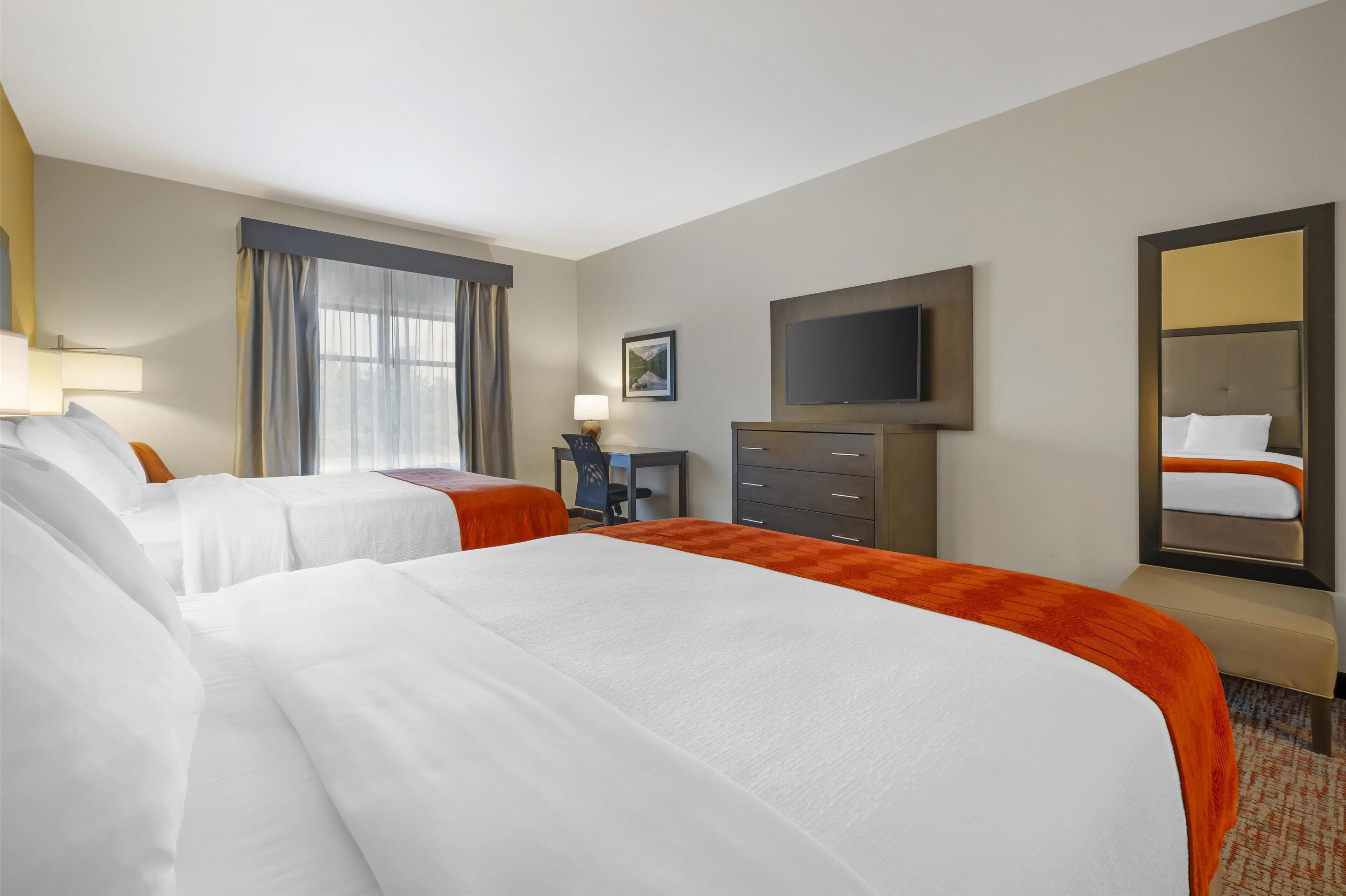 standard room, 2 queen beds, non smoking, refrigerator | 1 bedroom, premium bedding, down duvets, laptop workspace