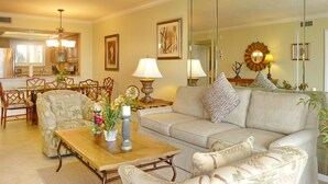 Condo, 1 King Bed (Tranquil waterfront condo with pool a) | Living area - Tranquil Waterfront Condo With Pool and Steps to Beach (Marco Island)