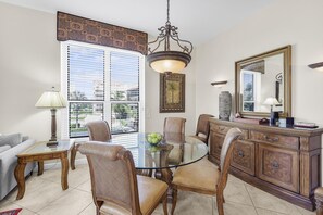 Condo, Multiple Beds (Peaceful condo with pool and steps to) | Dining