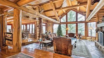 TV, fireplace, DVD player, books