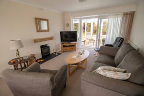 TV, fireplace, books - Bembridge First Class Two Bedroom Bungalow Close To Amenities And Beach. (Bembridge)