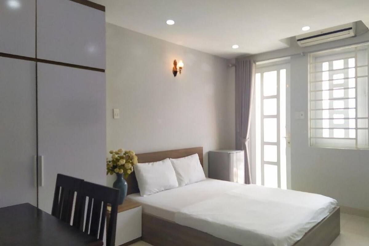 desk, blackout curtains, free wifi, bed sheets