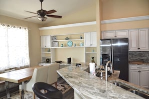 Fridge, microwave, oven, dishwasher