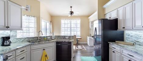 Fridge, microwave, oven, dishwasher