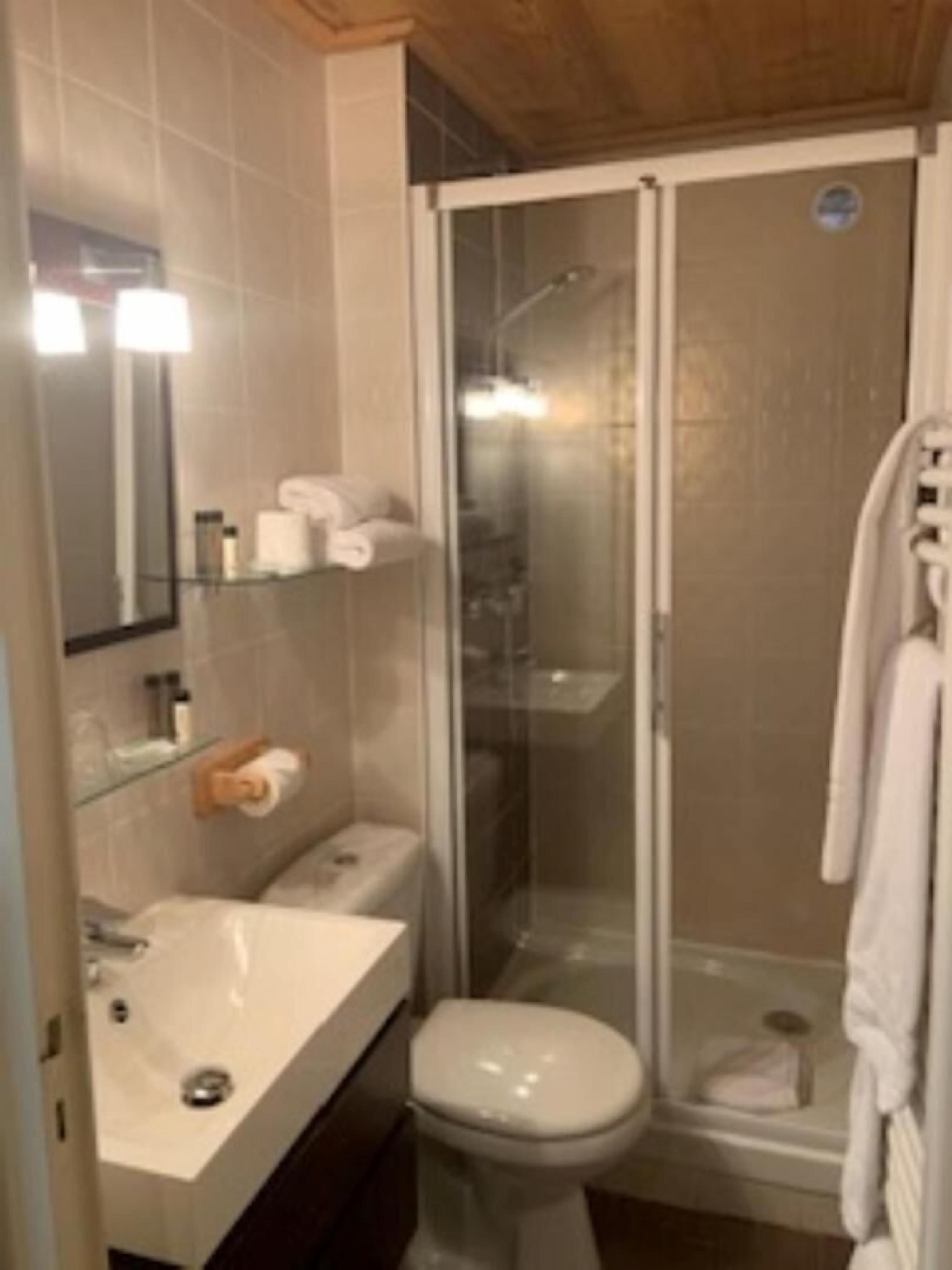 free toiletries, hair dryer, towels