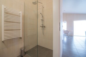 Apartment, 2 Bedrooms | Bathroom | Shower, hair dryer, towels, soap - Sunnuhlid Apartment B (Akureyri)