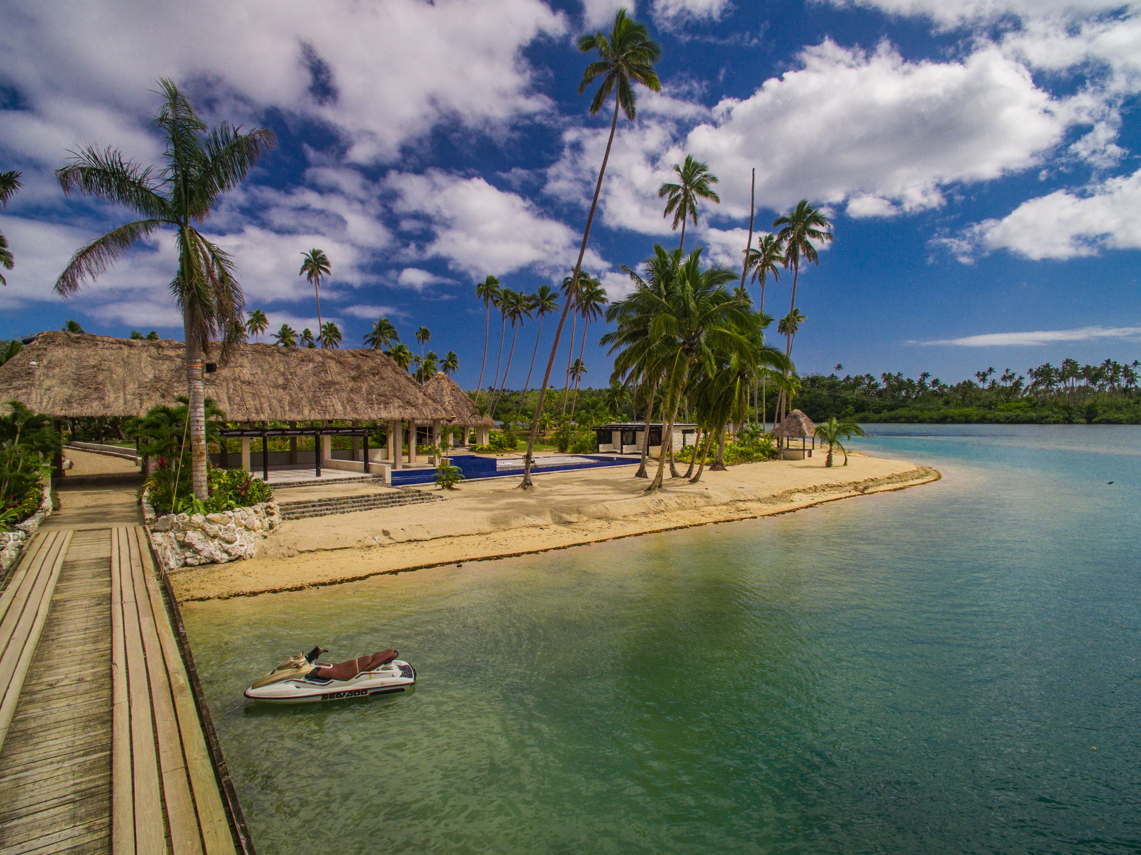 On the beach, sun-loungers, beach towels