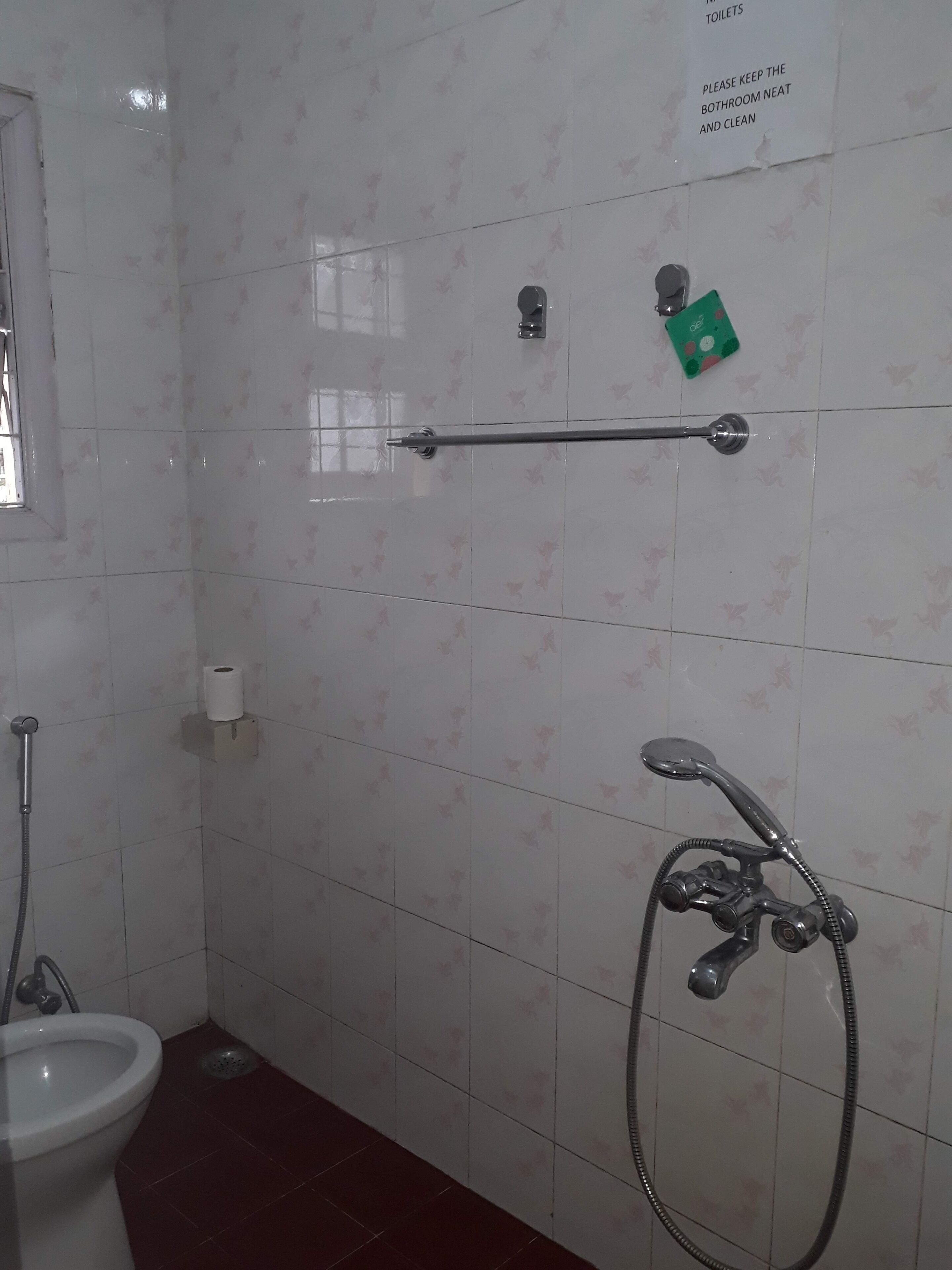 Hair dryer, bidet, towels, shampoo