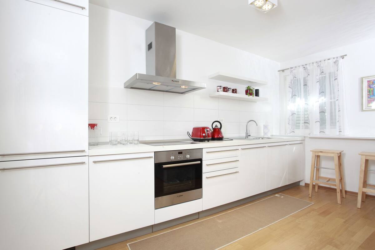 Apartment, 1 Bedroom (Fjaka Velika) | Private kitchen | Fridge, microwave, stovetop, dishwasher