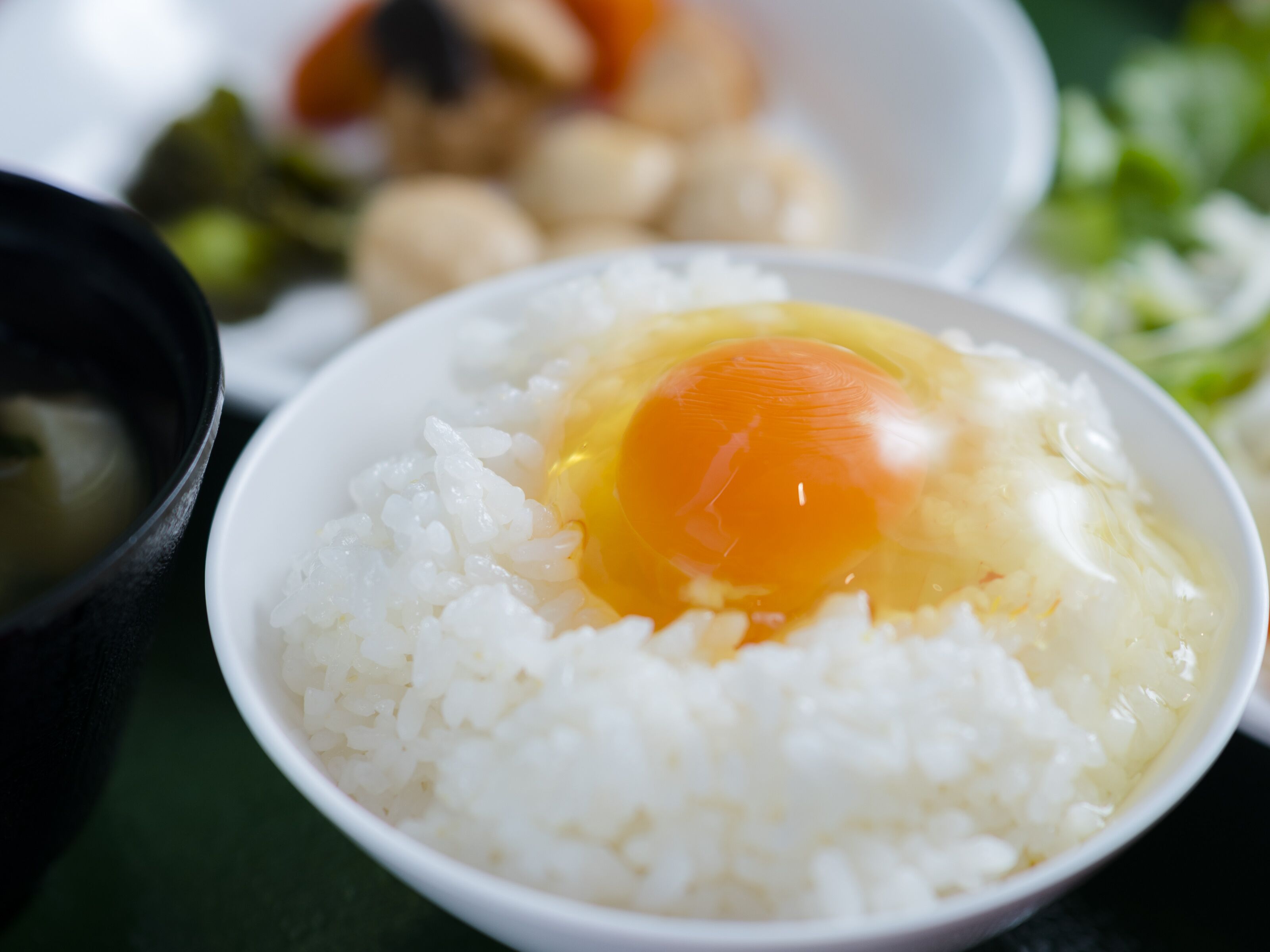 A bowl of white rice topped with a fried egg.