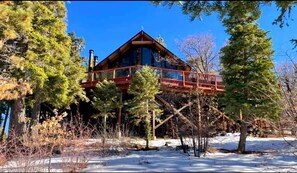 Back of the chalet with its wrap-around deck