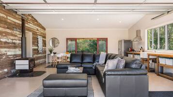 Flat-screen TV, fireplace, Netflix, streaming services
