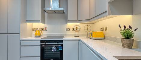 House, 4 Bedrooms, City View | Private kitchen | Fridge, microwave, oven, stovetop