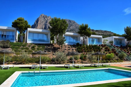 Outdoor pool, sun loungers