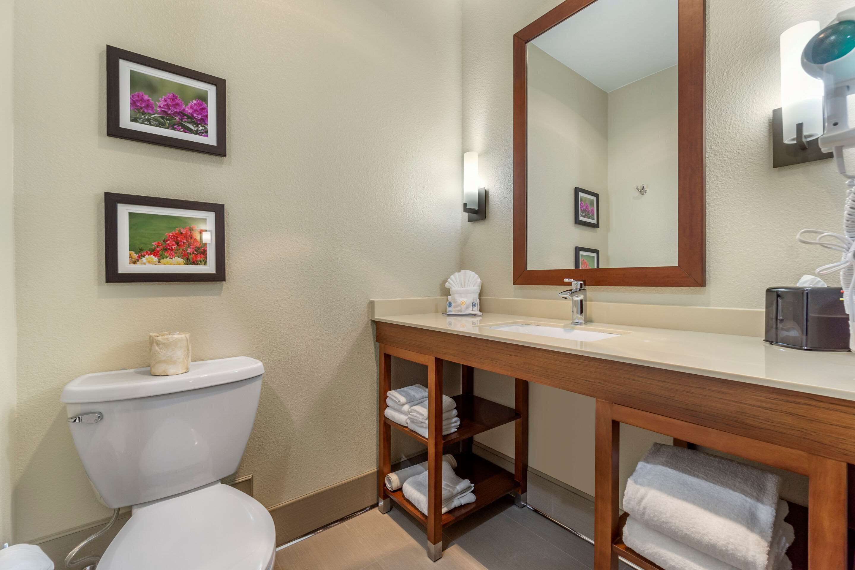 standard room, 2 queen beds, non smoking | bathroom | hair dryer, towels