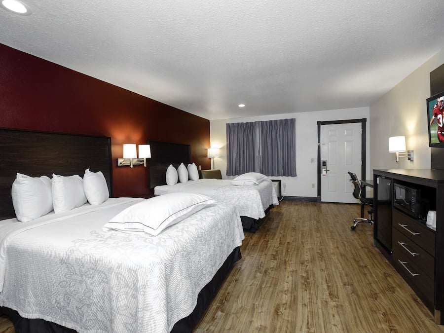 Premium Room, 2 Queen Beds (Upgraded Bedding & Snack, Smoke Free) | Desk, laptop workspace, blackout curtains, iron/ironing board