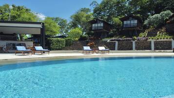 Outdoor pool, pool loungers