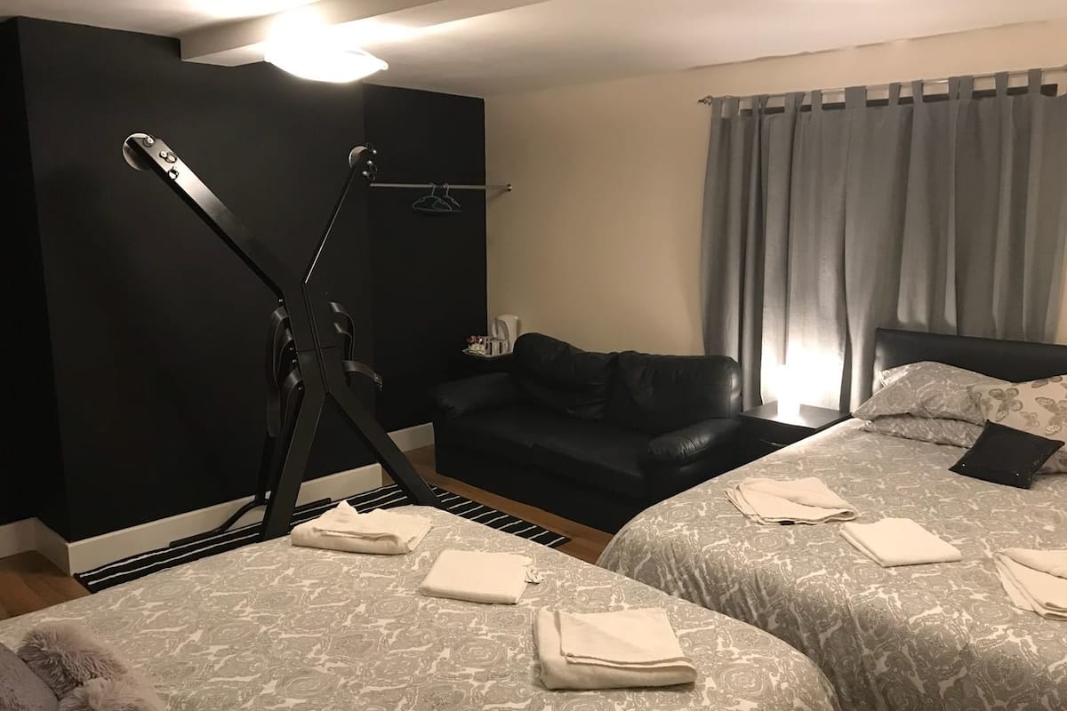 Individually furnished, desk, laptop workspace, blackout drapes