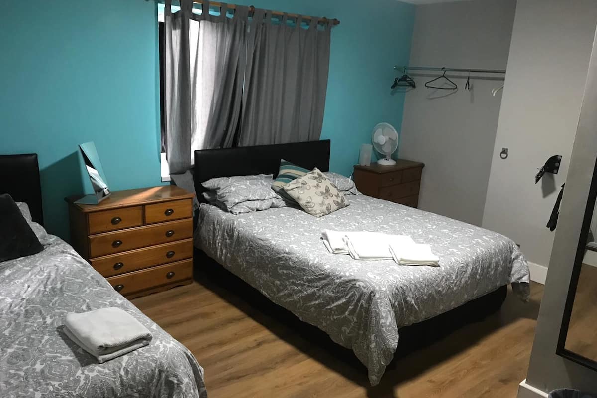 Individually furnished, desk, laptop workspace, blackout drapes
